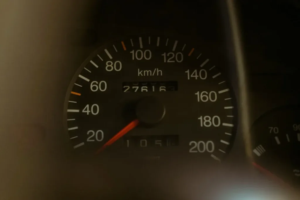 a close up of a speedometer in a vehicle
