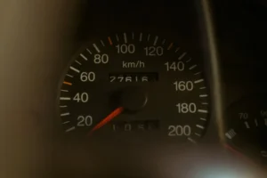 a close up of a speedometer in a vehicle