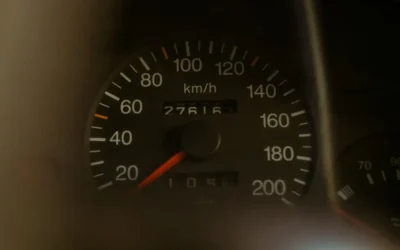 a close up of a speedometer in a vehicle