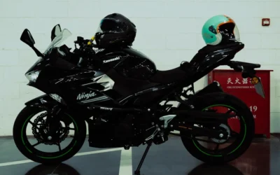 a motorcycle on display